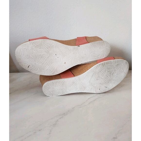 Aetrex Lexa Orthotic Strap Wedge Sandal Coral Leather Sz 9-9.5 Cork Sandal - Picture 10 of 10
